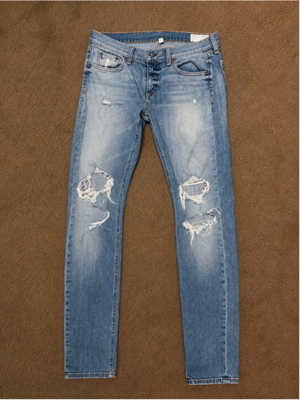 Women's rag & bone Blue Distressed Skinny Jeans Size 28